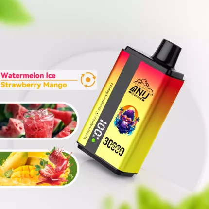 ANU 30000 Züge Doppelter Geschmack Einweg E-Zigarette Watermelon Ice & Strawberry und Mango Geschmack 550mAh Akku Wiederaufladbar 0 % 2 % 3 % 5 % Niedriger Nikotingehalt 2025 Beliebte Vape 5-7 Tage Schneller Versand Europa Lager 1