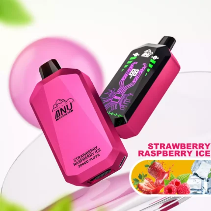 ANU Star 30000 Züge Einweg E-Zigarette Erdbeere Himbeere Eis Geschmack 650mah Akku Wiederaufladbar 0 % 2 % 3% 5 % Niedriger Nikotingehalt und 22 ml E-Liquid Schneller Ver (1)