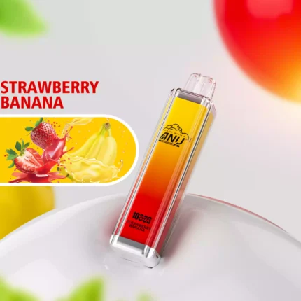 Bestseller ANU Crystal 10000 Züge Einweg E-Zigarette Erdbeere Banane Geschmack 650mAh Akku Wiederaufladbar 0 % 2 % 3 % 5 % Niedriger Nikotingehalt und 18 ml E-Liquid Herst