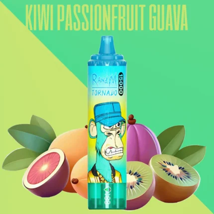 Bestseller RandM Tornado 15000 Züge Einweg E-Zigarette Kiwi Passionsfrucht Guave Geschmack 850 mAh Wiederaufladbarer Akku 0% 2% 3% 5% Niedriger Nikotingehalt 25 ml E-Liquid RGB-Design für Dampfer Hersteller Einzelhandel 1