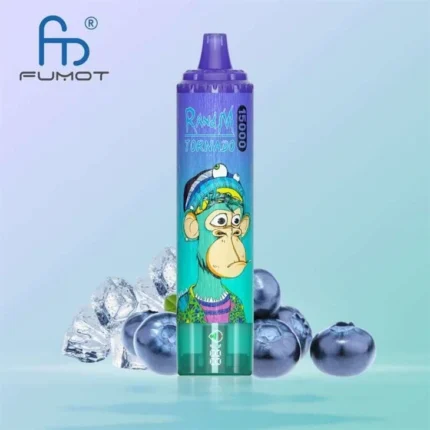 Heiße Verkauf RandM Tornado 15000 Züge Einweg E-Zigarette Blaubeere auf Eis Geschmack 850 mAh Wiederaufladbar Akku 0% 2% 3% 5% Niedriger Nikotingehalt 25 ml E-Liquid RGB-Design Hersteller Einzelhandel für E-Zigaretten 5
