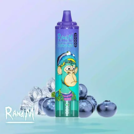 Heiße Verkauf RandM Tornado 15000 Züge Einweg E-Zigarette Blaubeere auf Eis Geschmack 850 mAh Wiederaufladbar Akku 0% 2% 3% 5% Niedriger Nikotingehalt 25 ml E-Liquid RGB-Design Hersteller Einzelhandel für E-Zigaretten 3
