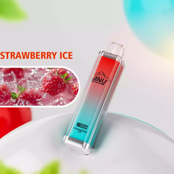 Premium-Erlebnis ANU Crystal 10000 Züge Einweg E-Zigarette Erdbeere Eis Geschmack 650mAh Akku 18ml E-Liquid für höchsten Genuss (2)