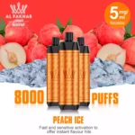 Heißer Verkauf AL FAKHAR 8000 Züge F18 Einweg E-Zigarette Pfirsich Eis Geschmack mit 600 mAh Akku 5 mgml Nikotin und 18 ml E-Liquid für Dampfer Liebhaber Hersteller Retail (2)