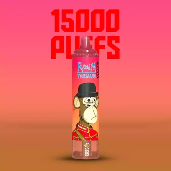 Hot Sale RandM Tornado 15000 Züge Einweg E-Zigarette Rote Energie Eis Geschmack 850 mAh Akku 25 ml E-Liquid Mesh Coil RGB-Design Hersteller Retail (1)
