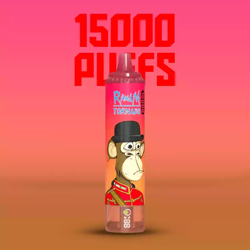 Hot Sale RandM Tornado 15000 Züge Einweg E-Zigarette Rote Energie Eis Geschmack 850 mAh Akku 25 ml E-Liquid Mesh Coil RGB-Design Hersteller Retail (1)